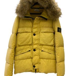 PIUMINO STONE ISLAND GIALLO CON CAPPUCCIO E INSERTO IN PELLICCIA REMOVIBILE