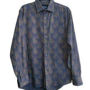 CAMICIA ETRO MARINE BLUE CON INTARSI BEIGE