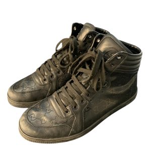 SNEACKERS GUCCI ALTE NERE PELLE